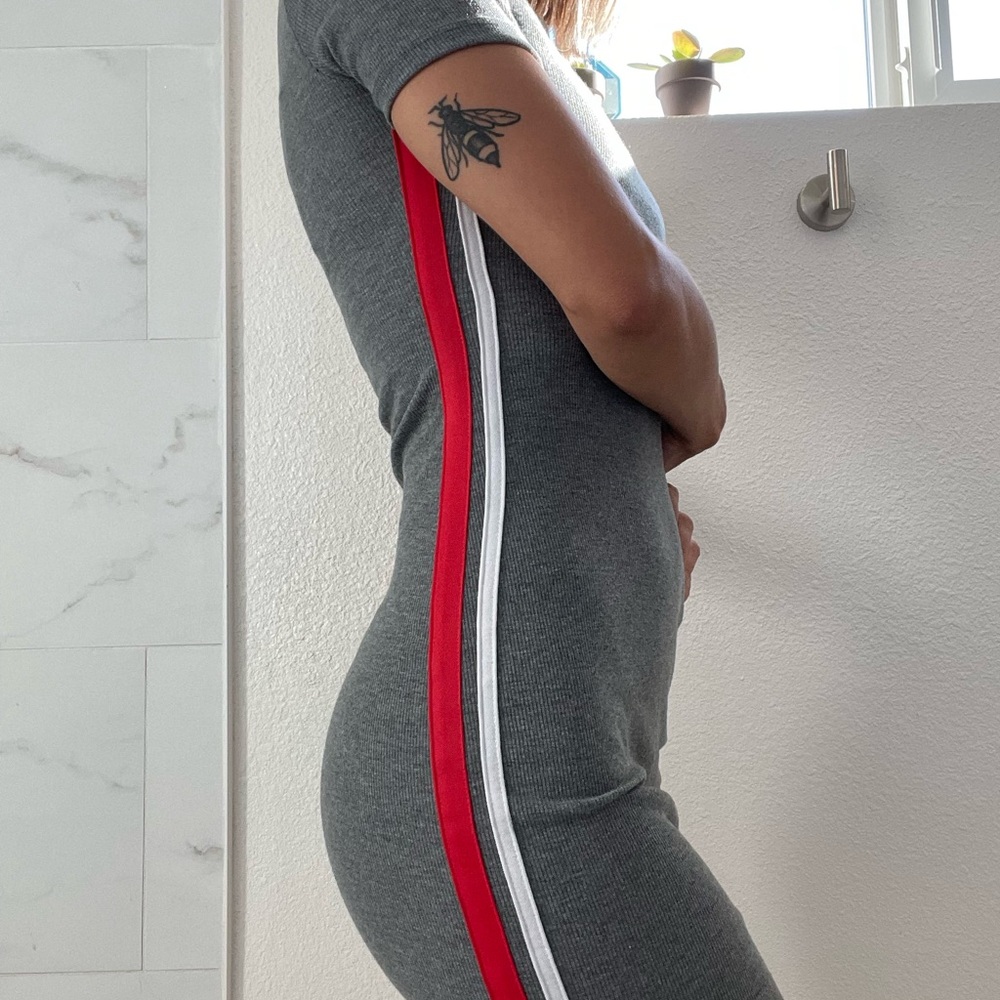 Bodycon dress with athletic stripe